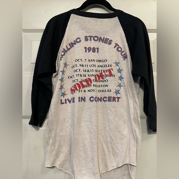 Vintage 1981 The Rolling Stones Tour Baseball Raglan 3/4 Tee Medium - Picture 5 of 6